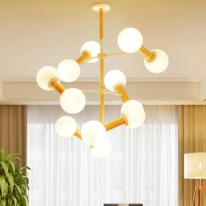 Lámpara de arañ Orb de estilo modernista, cristal blanco, 8/12 luces, lámpara colgante para sala de estar Blanco