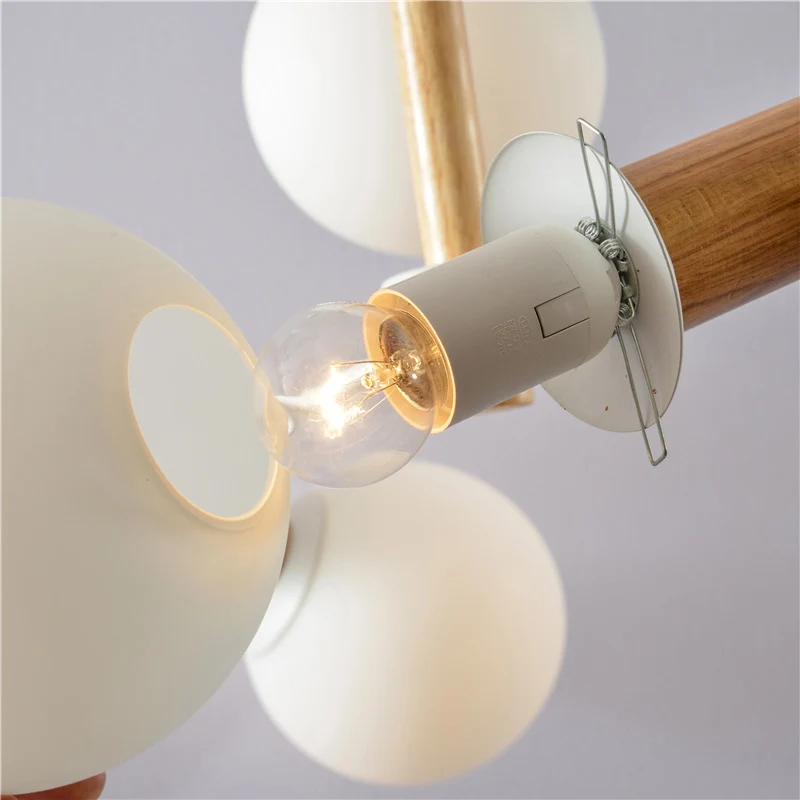 Lámpara de arañ Orb de estilo modernista, cristal blanco, 8/12 luces, lámpara colgante para sala de estar Blanco