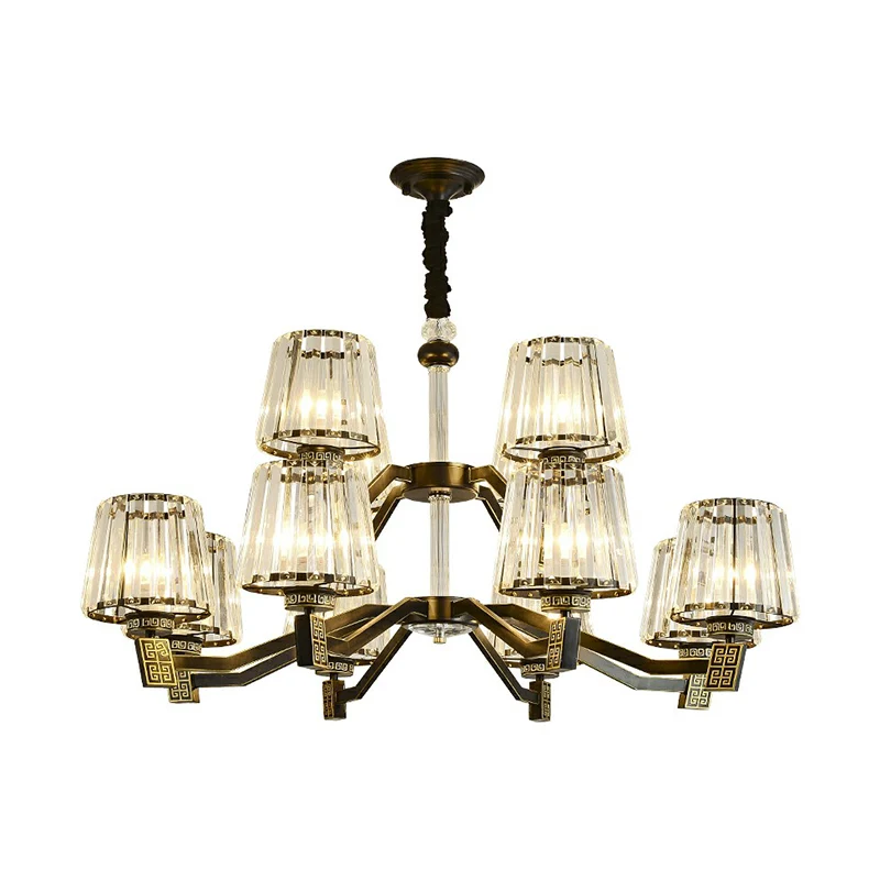 Lámpara colgante de cono, lámpara de prisma de cristal negro Vintage, accesorio de iluminación para sala de estar Negro