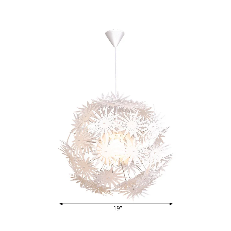 Lámpara colgante de techo para dormitorio Sputnik, acrílico, 1 luz, suspensión Art Deco, 19"/23,5" de espacioso Blanco