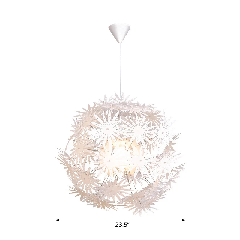 Lámpara colgante de techo para dormitorio Sputnik, acrílico, 1 luz, suspensión Art Deco, 19"/23,5" de espacioso Blanco