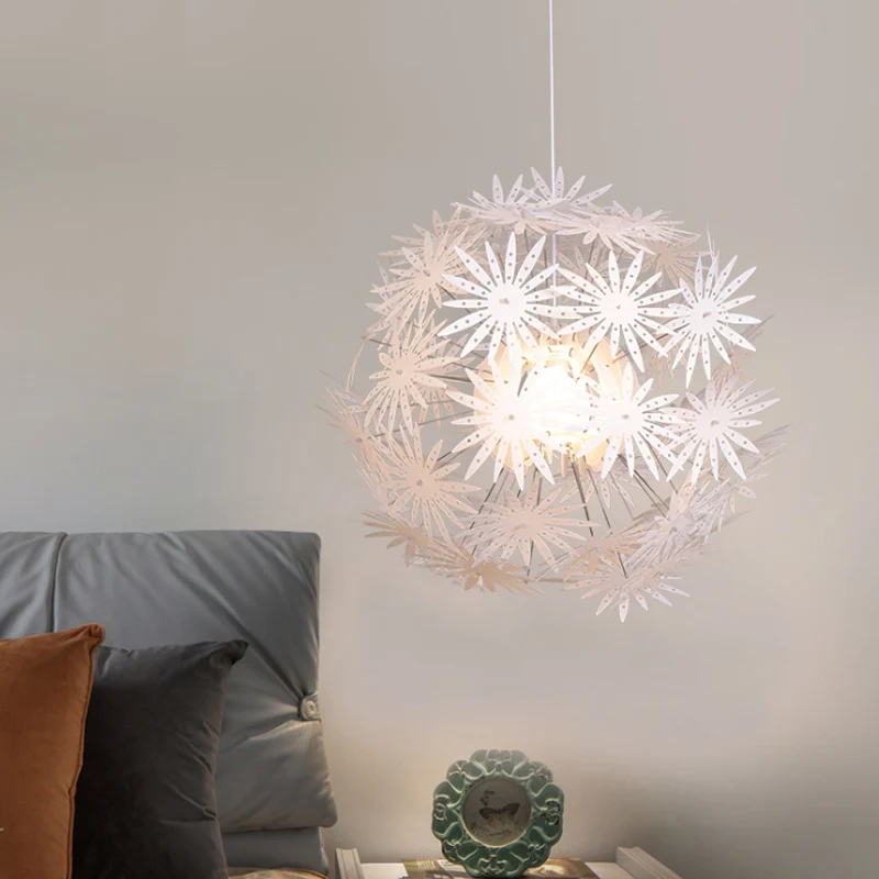 Lámpara colgante de techo para dormitorio Sputnik, acrílico, 1 luz, suspensión Art Deco, 19"/23,5" de espacioso Blanco
