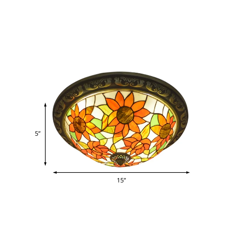 Lámpara de techo de girasol con vidrieras, lámpara de techo rústica Tiffany para comedor, en rojo/rosa/amarillo/naranja/az...