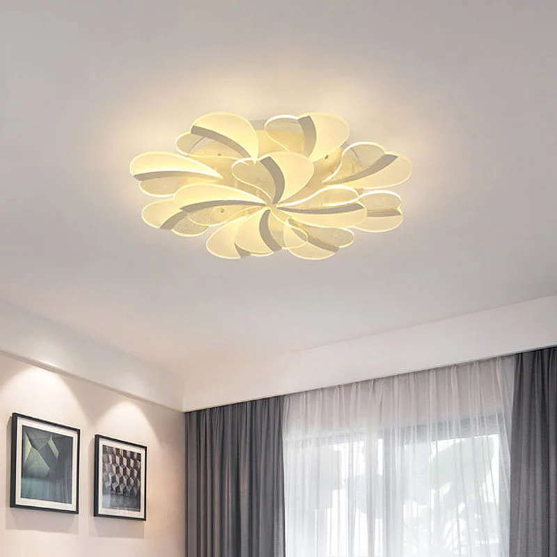 Lámpara de techo LED en forma de corazón, acrílico reciente, 5/9/15 luces, luz blanca de montaje semiempotrado en luz cáli...