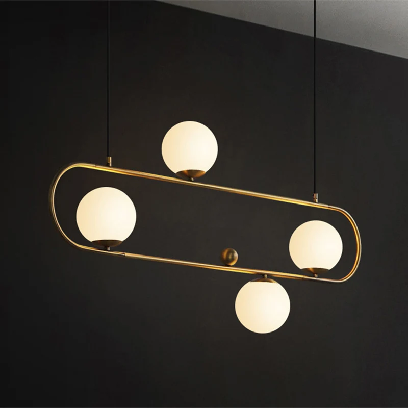 Lámpara de techo oblonga para comedor, cristal opalino, 3/4 luces, luz de isla moderna en negro/dorado Negro