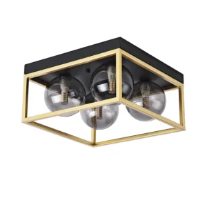 Lámpara de techo Widnes 4x G9 28W metal/cristal 15x28x28cm- Negro/Dorado