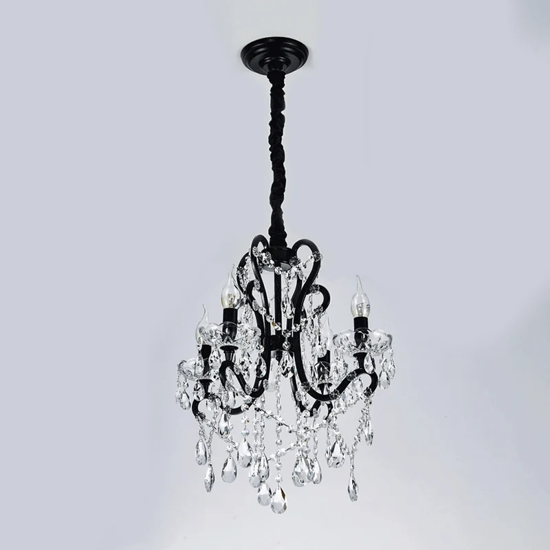 4/5 luces soportes de cristal lámpara de arañ luz negra moderna botín colgante para dormitorio accesorio de techo Negro