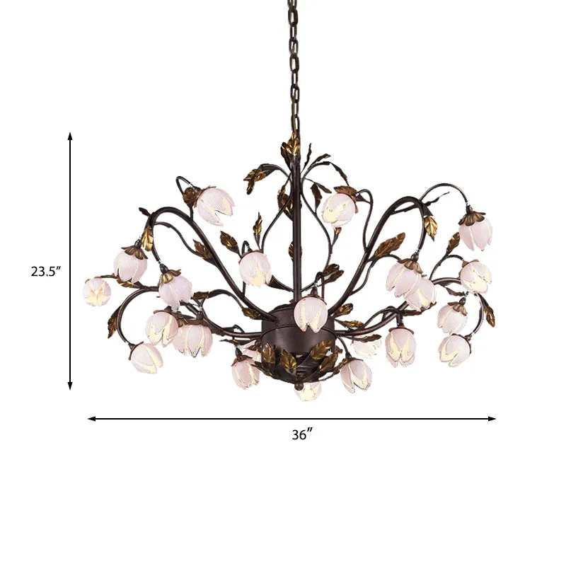 Lustre en métal marron foncé, éclairage Lotus 12/20/25 lumières, lampe LED de jardin américaine pour chambre à coucher