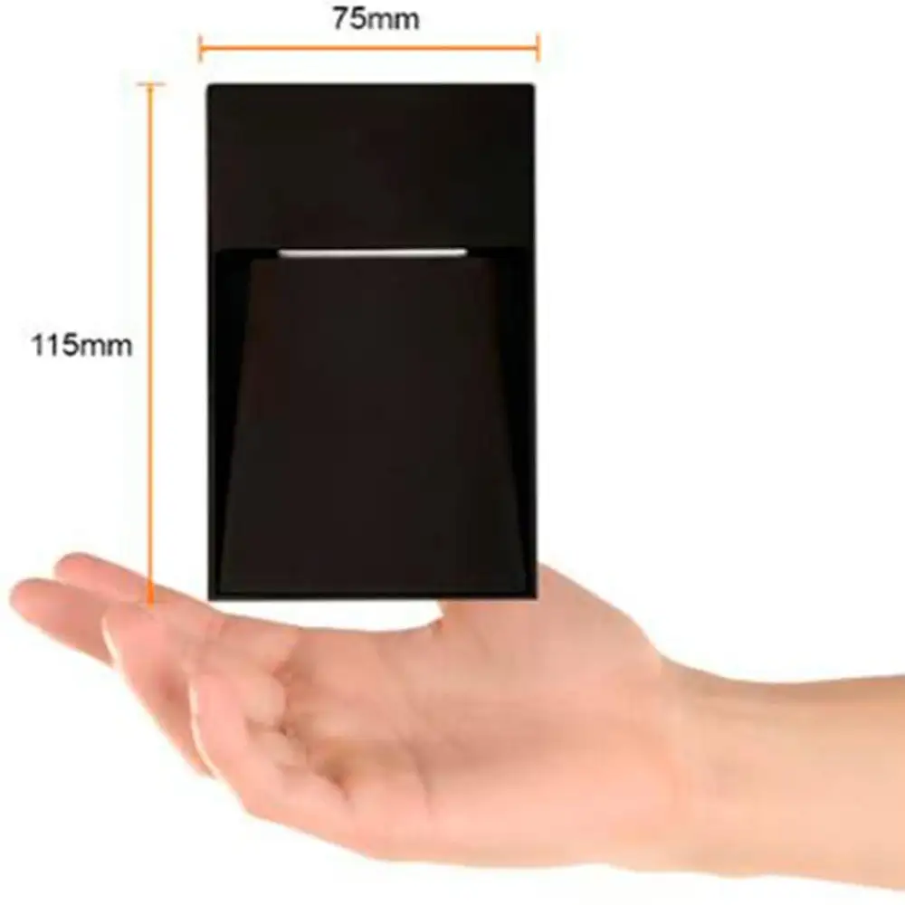 Luz de cortesia led sobrep. Muro 5w/127v. 3000K alum. Negro kave iv