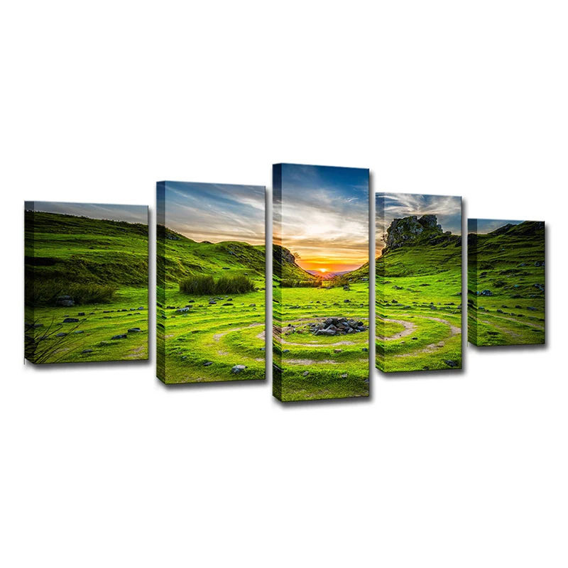 Majestic Stone Circle - Lienzo decorativo para pasillo de casa, color verde, varias piezas Verde