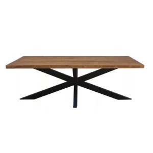 Mesa de comedor 10/12 personas L240, madera maciza de mango y arañ