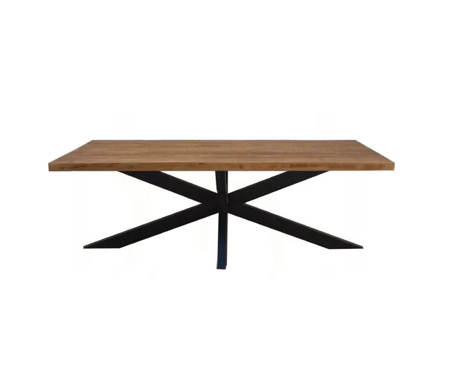 Mesa de comedor 10/12 personas L240, madera maciza de mango y arañ