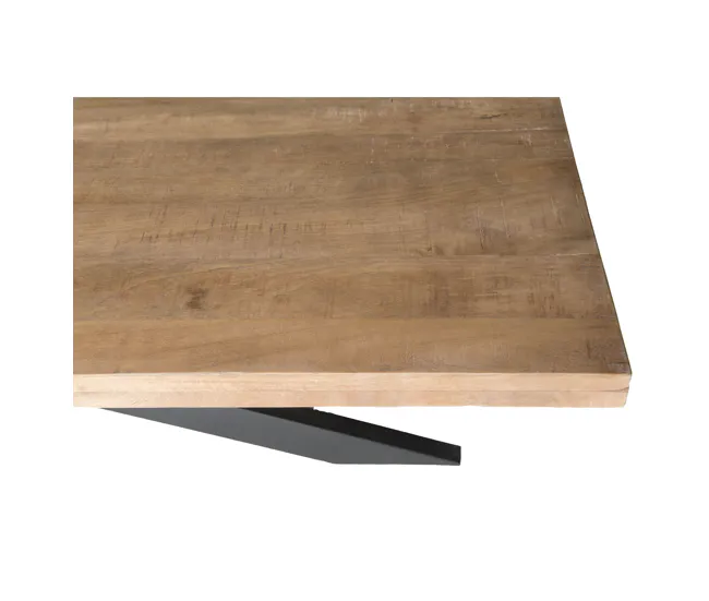Mesa de comedor 10/12 personas L240, madera maciza de mango y arañ