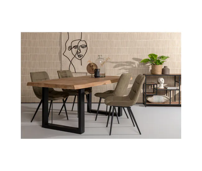 Mesa de comedor L.240 cm-10/12 p, mango macizo "Tree top", Archi negro