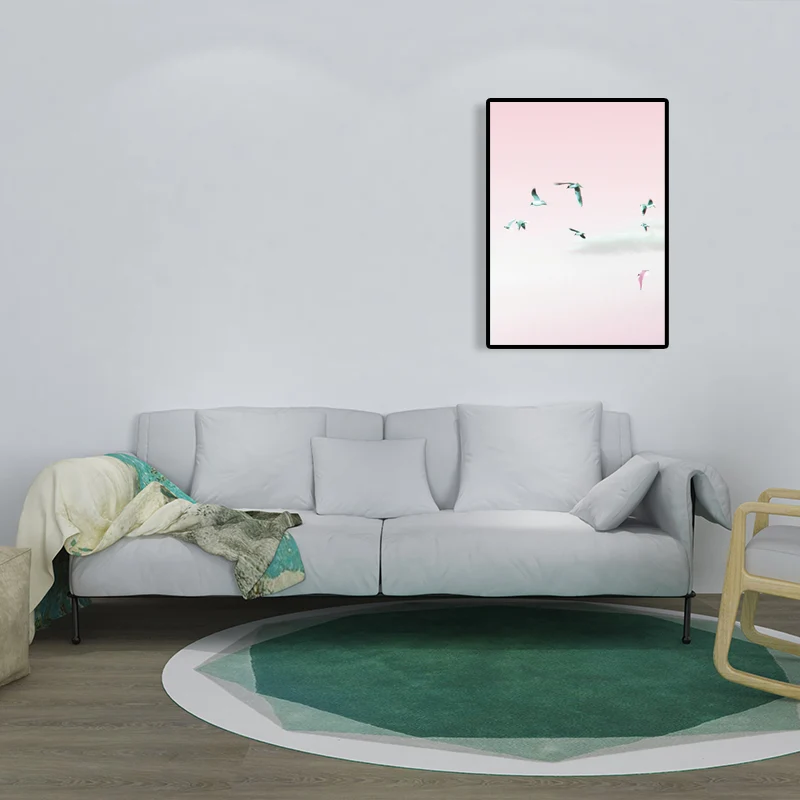 Minimalisme Vogels Wall Art Print Roze Dieren Verpakt Lona voor Woonkamer, Textuur