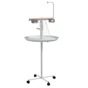 PawHut Comedero de Pájaros para Exterior con Ruedas Ø60x138 cm Comedero para Pájaros de Pie con 2 Cuenco de Acero Inoxidab...
