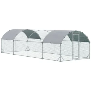PawHut Gallinero para Exterior Voluminoso de Acero Galvanizado 280x760x197 cm Jaula de Gallinas Cubierta de Tela Oxford Im...