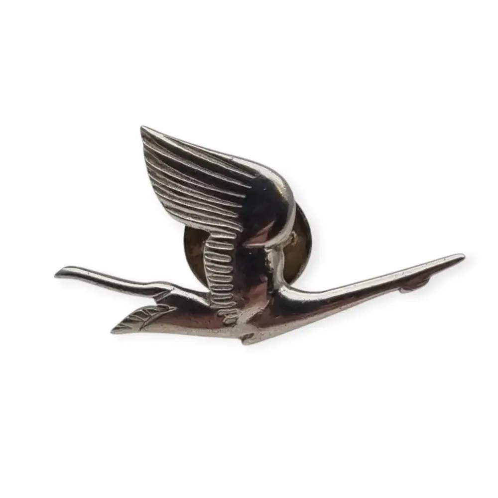 Pin Ojal Insignia de solapa retro en plata 925 de pájaro en vuelo, PUIG DORIA, ños 80.