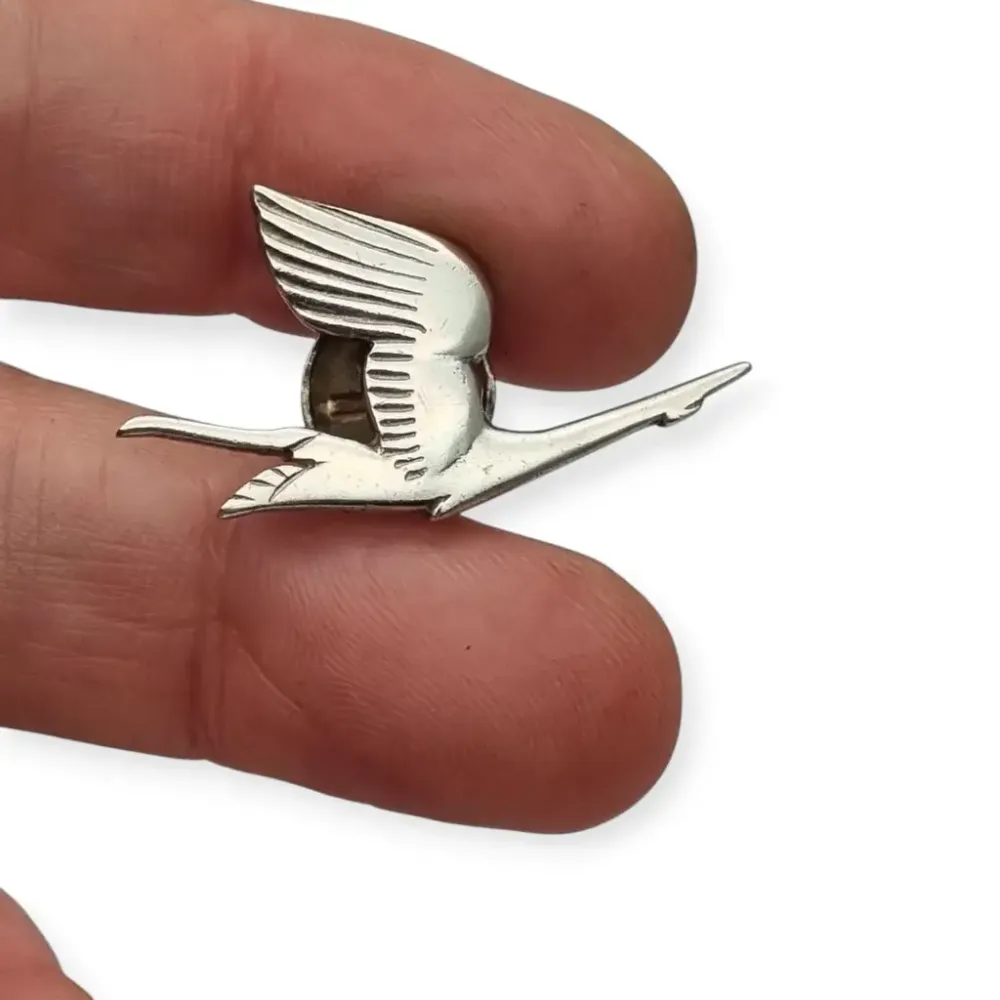 Pin Ojal Insignia de solapa retro en plata 925 de pájaro en vuelo, PUIG DORIA, ños 80.