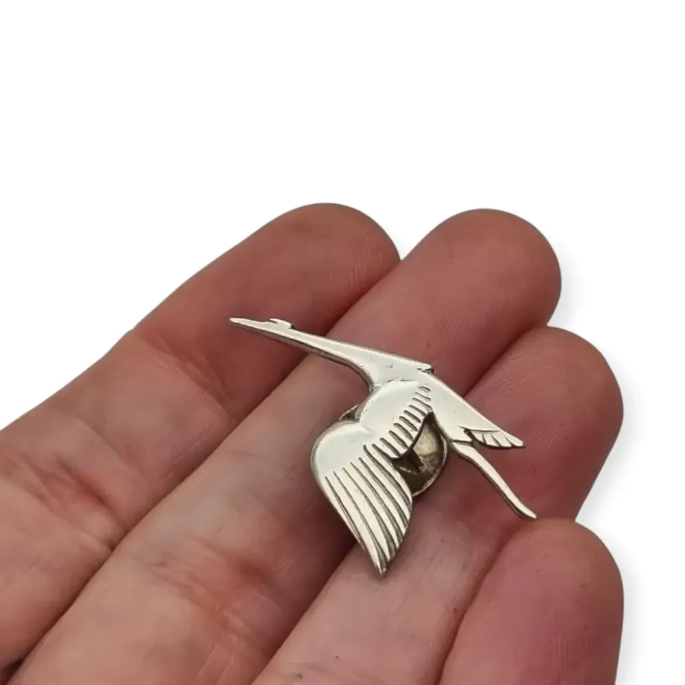 Pin Ojal Insignia de solapa retro en plata 925 de pájaro en vuelo, PUIG DORIA, ños 80.