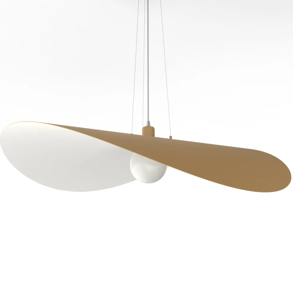 Piuma lámpara pendiente, 1x E27, max 42w, oro anodizado blanco, d.90cm