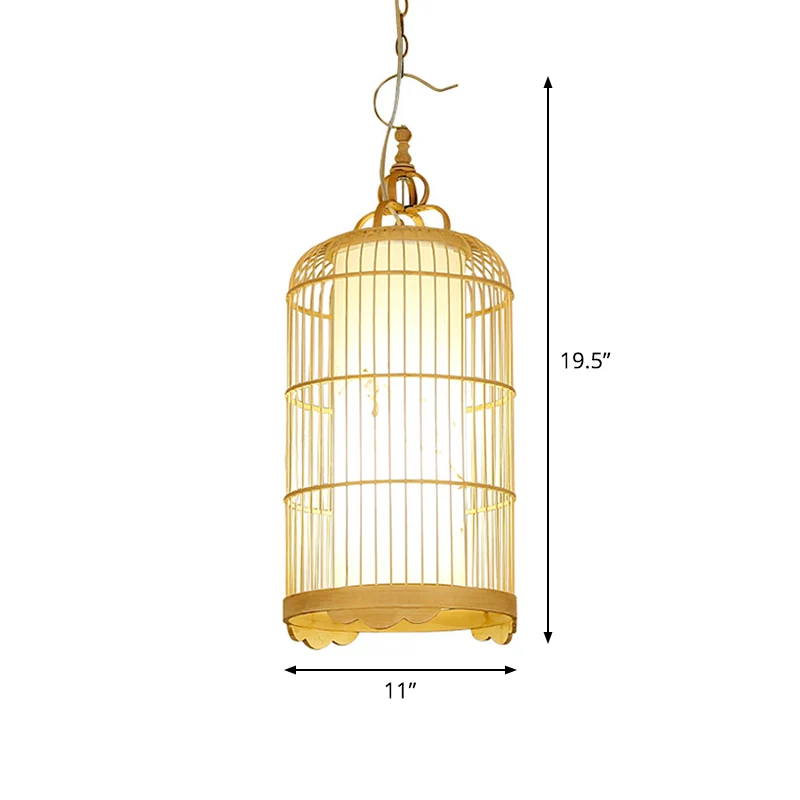 Plafonnier cage à oiseaux en bambou pour salle à manger, 9,5"/14"/16" de amplio, luminaire suspendu asiatique à 1 lumière,...