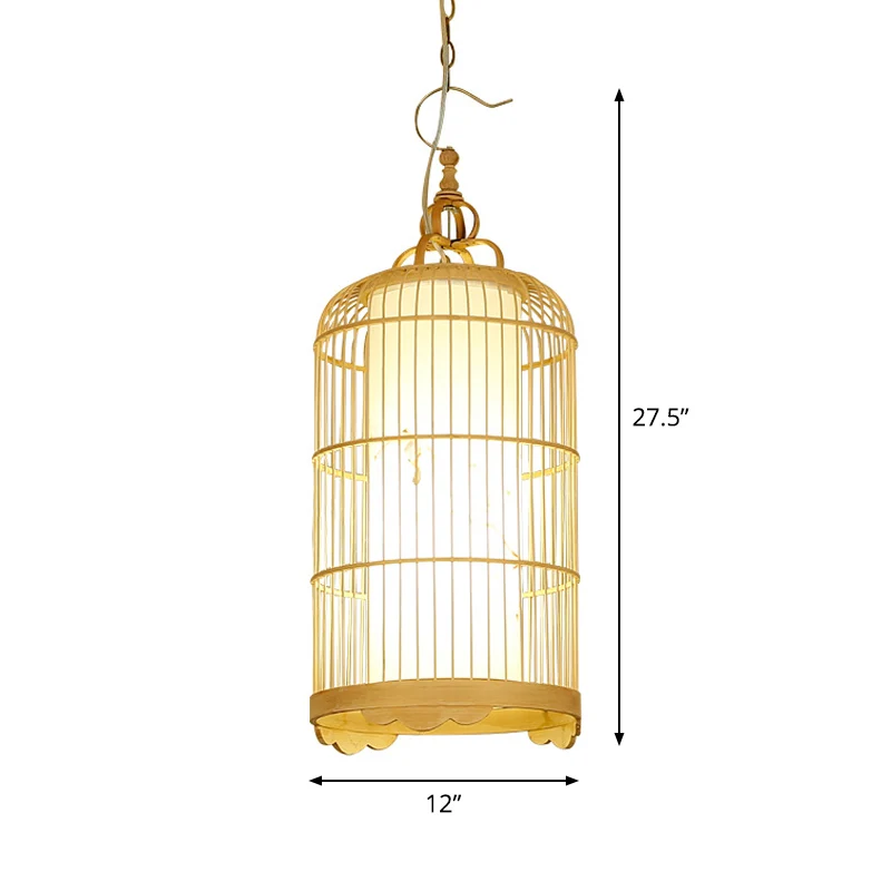 Plafonnier cage à oiseaux en bambou pour salle à manger, 9,5"/14"/16" de amplio, luminaire suspendu asiatique à 1 lumière,...