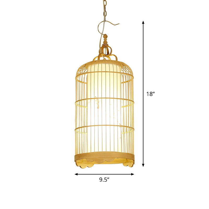 Plafonnier cage à oiseaux en bambou pour salle à manger, 9,5"/14"/16" de amplio, luminaire suspendu asiatique à 1 lumière,...