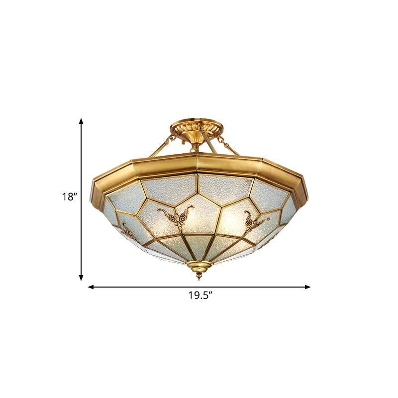 Prism Living Room Lámpara de techo de latón con montaje semiempotrado, vidrio semilla colonial, 4/6 bombillas, 19,5"/25,5"...