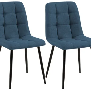 Set de dos sillas de comedor Tilde en tela o terciopelo Azul 54X45X83 cm