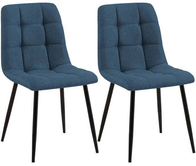 Set de dos sillas de comedor Tilde en tela o terciopelo Azul 54X45X83 cm