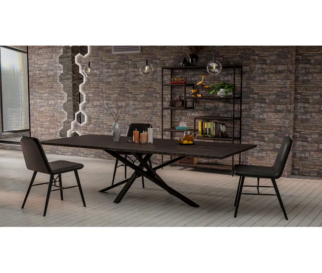 Soporte para mesa de comedor Jimmy en forma de mikado Metálico Negro 80X160X72 cm