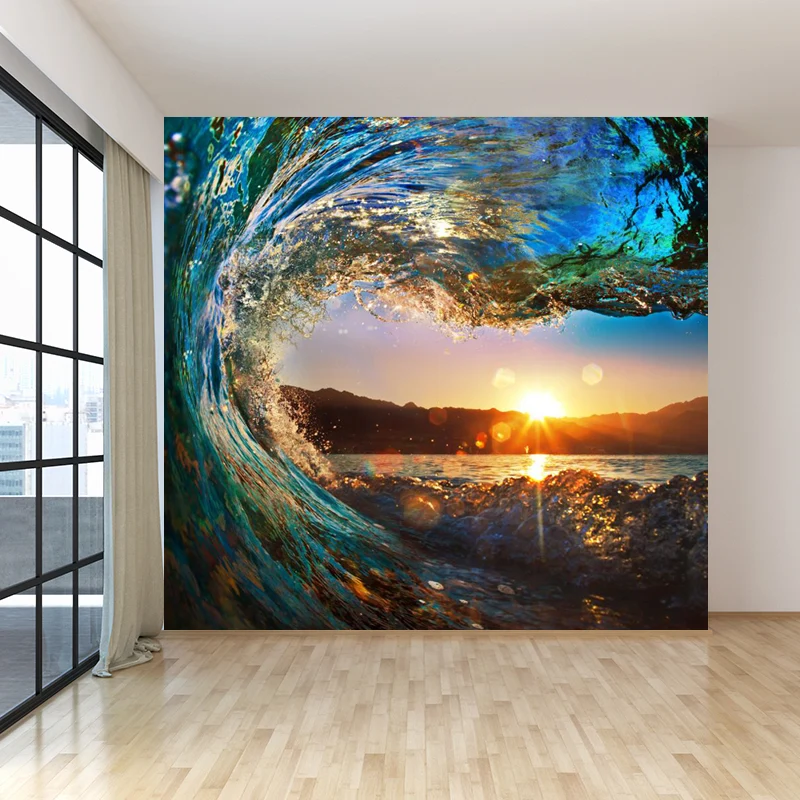 Surge and Sunset View Adesivo murale materiale non tessuto tropicale blu per la casa