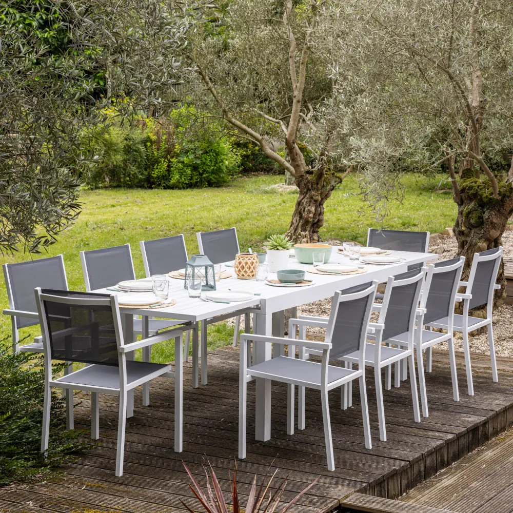 Venezia conjunto de muebles de jardín 180/300 gris 10 pl. Metallo luminoso blanco