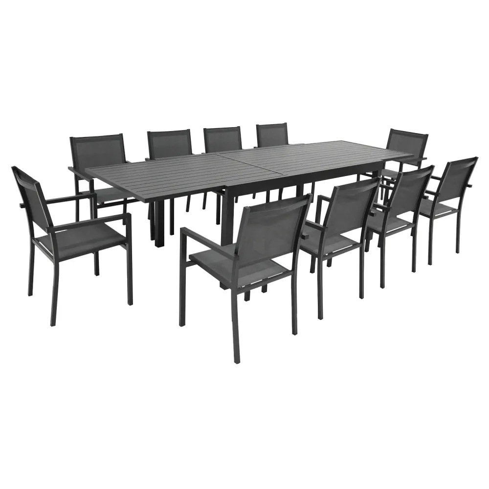 Venezia conjunto muebles jardín 180/300 10 pl. Metallo leve antracita y gris