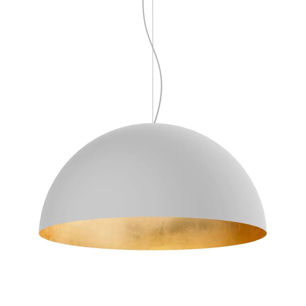 Venice lámpara pendiente, 1xE27, max 42w, blanco mate/hoja dorada, d.60cm