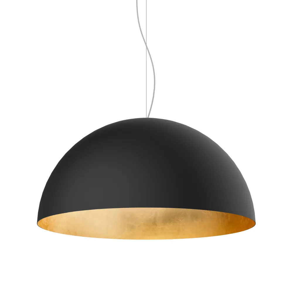 Venice lámpara pendiente, 1xE27, max 42w, negro mate/hoja dorada, d.40cm