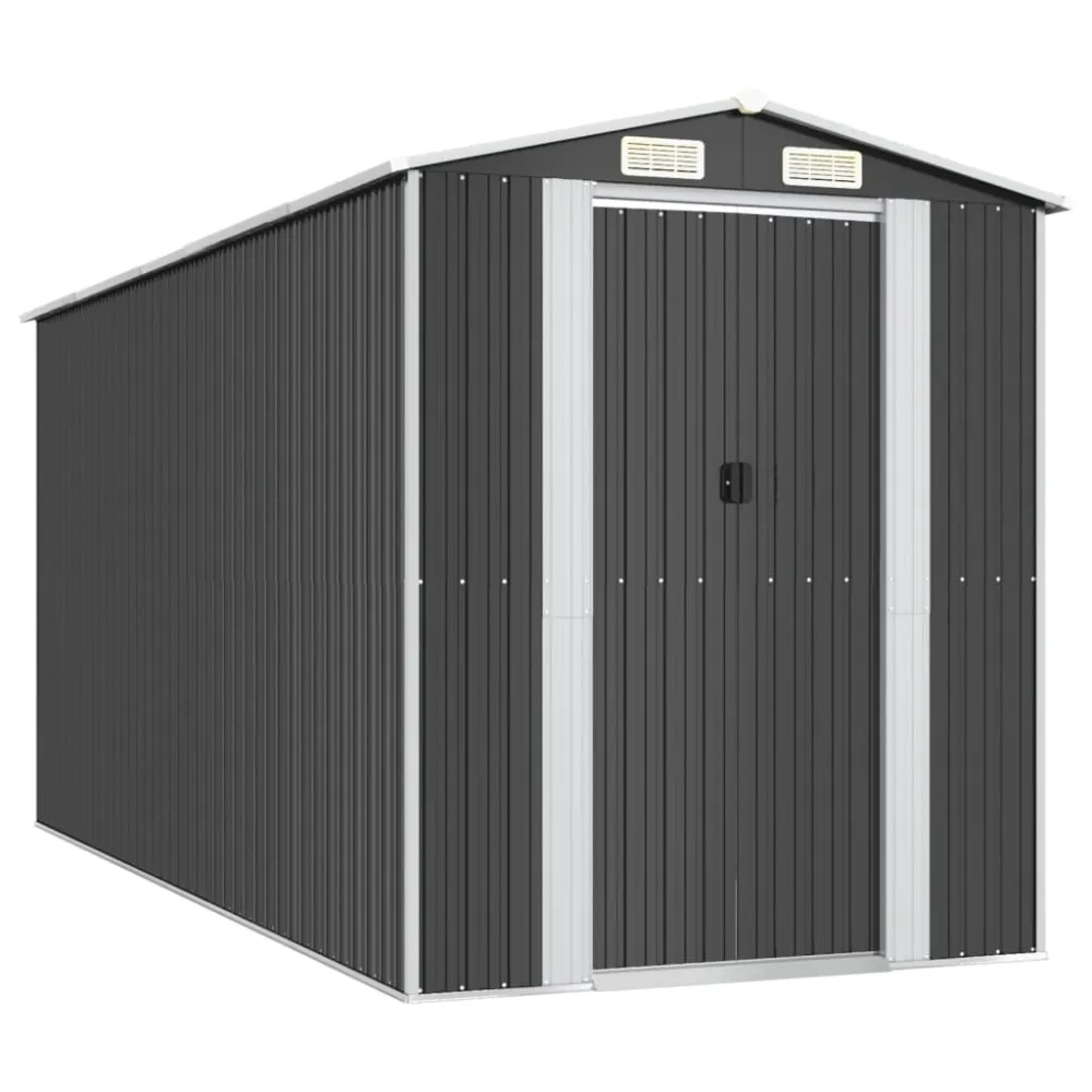 vidaXL cobertizo de jardín acero galvanizado antracita 192x440x223 cm