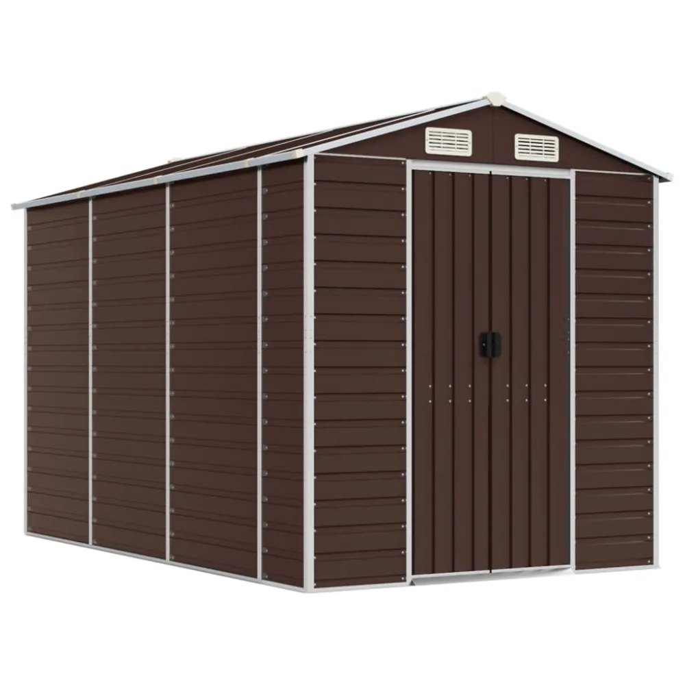vidaXL cobertizo de jardín acero galvanizado marrón 191x300x198 cm