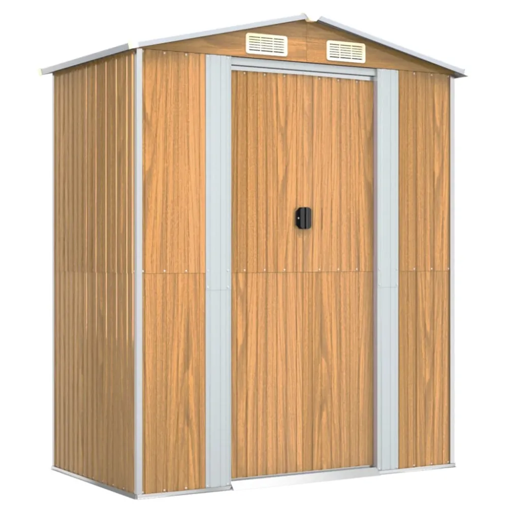 vidaXL cobertizo jardín acero galvanizado marrón nítido 192x108x223 cm