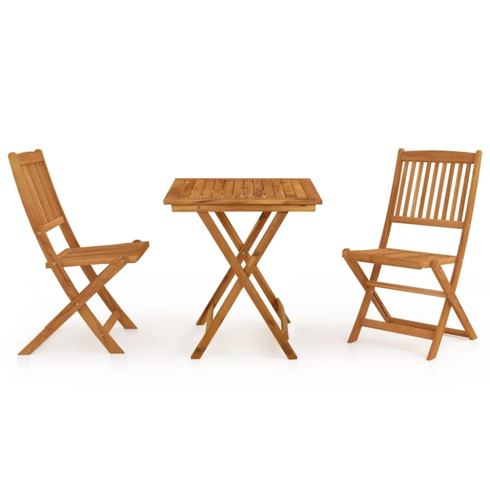 vidaXL comedor de jardín plegable 3 piezas madera maciza de acacia