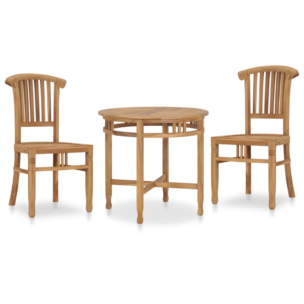 vidaXL conjunto de comedor de jardín 3 piezas madera maciza de teca