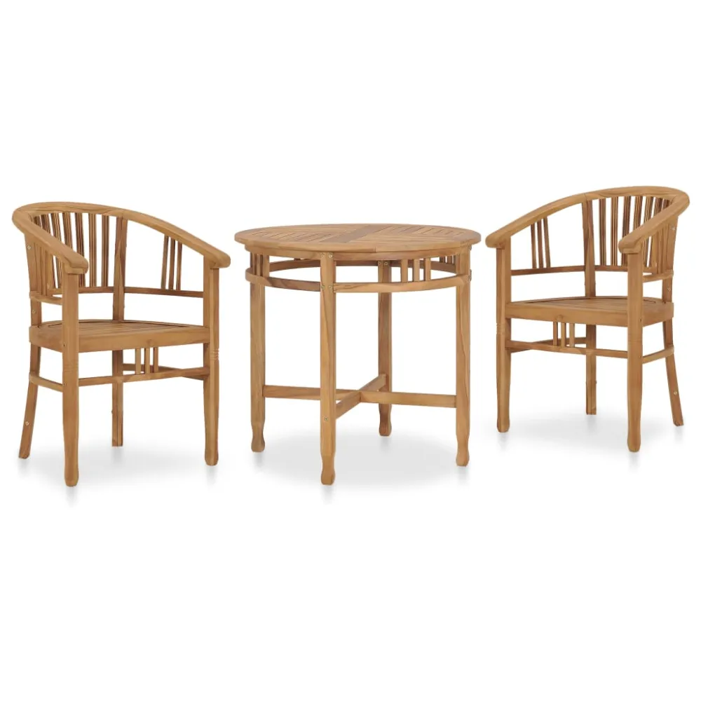 vidaXL conjunto de comedor de jardín 3 piezas madera maciza de teca