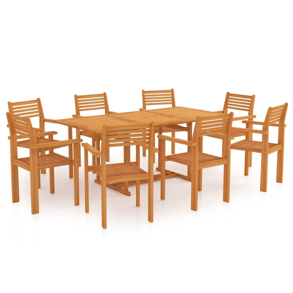 vidaXL conjunto de comedor de jardín 9 piezas madera maciza de teca