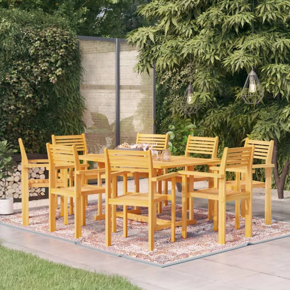 vidaXL conjunto de comedor de jardín 9 piezas madera maciza de teca