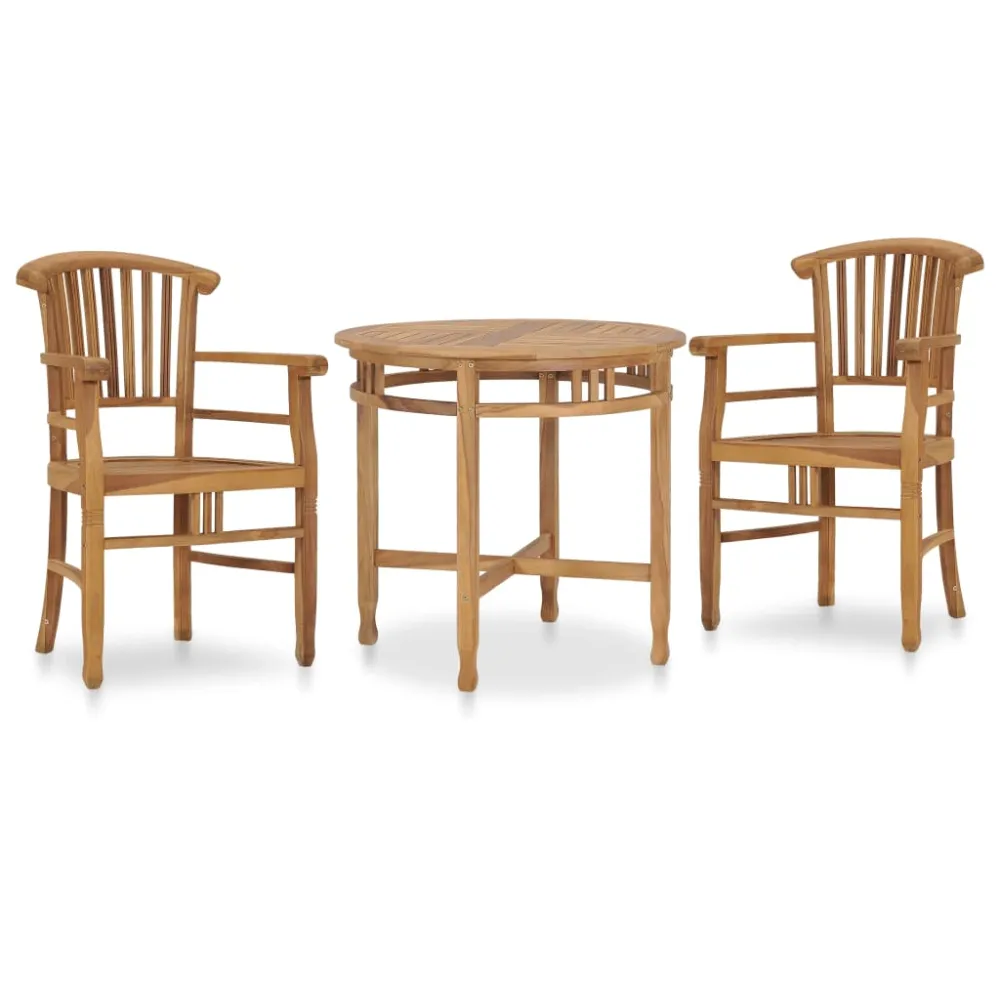 vidaXL conjunto de comedor de jardín 3 piezas madera maciza de teca