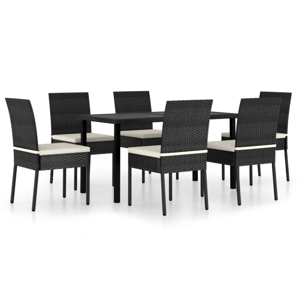 vidaXL conjunto de comedor de jardín 7 piezas ratán sintético negro