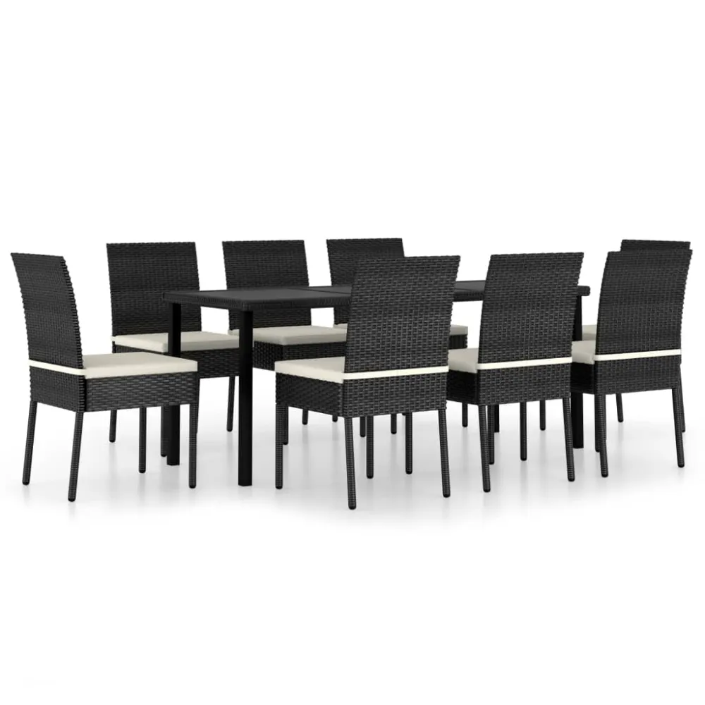 vidaXL conjunto de comedor de jardín 9 piezas ratán sintético negro