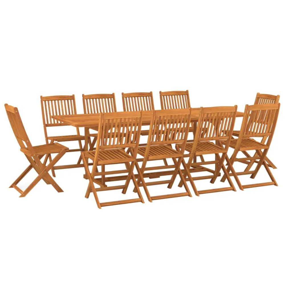 vidaXL set comedor de jardín 11piezas madera maciza acacia 220x90x75cm