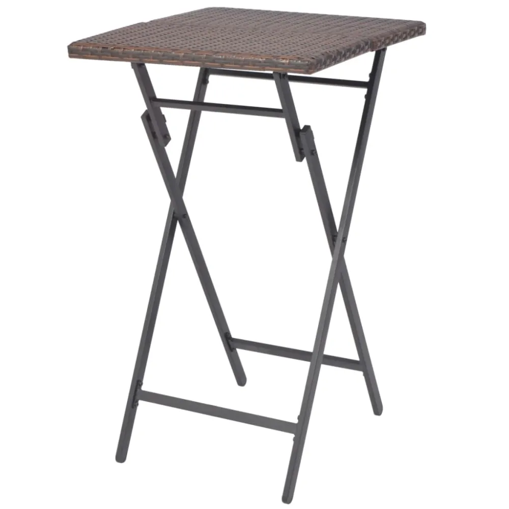 vidaXL set comedor de jardín plegable 5 pzas poli ratán y acero marrón